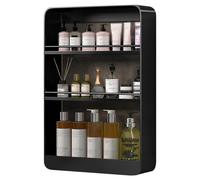 Estantes de baño montados en la pared, organizador de ducha multifuncional, estante de almacenamiento delgado sin taladro para baño, cocina y sala de estar (negro, 60 cm)