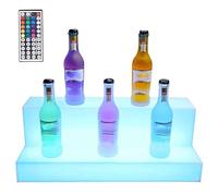 Estantes De Barra Iluminados De Acrílico, Estante De Exhibición De Botellas De Licor De 2 Niveles Con Luz LED, Estantes De Barra Iluminados Con Colores Cambiantes For Bebidas.(60*21*17cm)