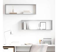 Estantes de cubo de pared genéricos 2 piezas gris concreto madera de ingeniería, diseño cubo para libros, CD, flores, montaje separado o conjunto, decoración de pared simple y elegante