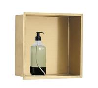 Estantes de ducha empotrables de acero inoxidable de 12.5 x 12.5 pulgadas, almacenamiento moderno para baño y cocina, no requiere azulejos, acabado cepillado, ideal para inodoros y duchas