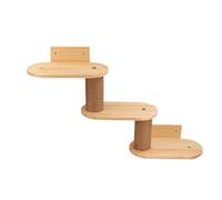 Estantes de escalada de madera para gatos, árbol para gatos montado en la pared con poste rascador de sisal, hamaca de pedal para gatitos de interior (escalera triple)