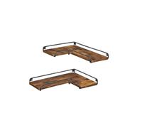 VASAGLE Estantería Pared, Baldas Pared, Estantes Esquina en Forma L, Juego de 2, para Cocina, Estudio, Dormitorio, Sala de Estar, Baño, Fácil de Montar, Marrón Rústico y Negro LLS831B01