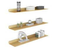 Estantes de exhibición de pared con luces LED, 80 x 20 x 6 cm, tira de luz de larga vida útil, elegante decoración del hogar, fácil instalación, práctico diseño dorado para interiores modernos