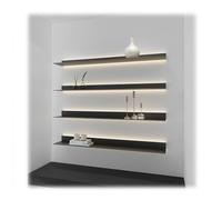 Estantes de metal flotantes LED para dormitorio, sala de estar, oficina, color negro, 120 x 20 x 60 cm, ahorro de espacio, diseño moderno, decoración elegante del hogar, fácil instalación