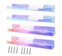 Estantes de pared acrílico-paquete de 2 estanterías flotantes transparentes para decoración del hogar | Pantalla antioxidante que ahorra espacio para juguetes, libros y elementos básicos en el baño