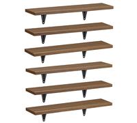 Estantes de pared 6 piezas color madera nogal 43x11,4x1,5cm max 8kg Maclean