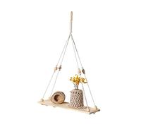 Estantes de Pared de Madera Boho Decor con Tapiz, estantes Blancos Pantalla nórdica montada en la Pared para Almacenamiento en el hogar, Accesorios para el hogar Decoración de Pared con Borla para la