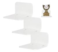 Estantes de pared flotantes | 3 piezas de Acrílico Pequeño estante de Pared con 6 Cordones | L Brazels de Pared de Forma para Acciones Figura la Estatua, Altavoz Cámara