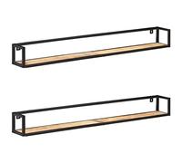 Estantes de pared genéricos 2 piezas de madera de mango bruto 160 cm, marco de hierro negro, soporte industrial para decoración de pared, carga 50 kg por estante