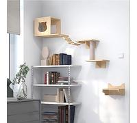 Estantes de Pared Madera Maciza for Gatos, estantes y Perchas for Paredes, cápsula Espacial, Pasillo aéreo, Plataforma Salto Tipo túnel(Wall Combination 1)