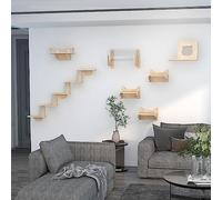 Estantes de Pared Madera Maciza for Gatos, estantes y Perchas for Paredes, cápsula Espacial, Pasillo aéreo, Plataforma Salto Tipo túnel(Wall Combination 3)