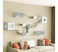 Estantes de pared modernos del gato, soportes de montaje de servicio pesado, plataformas de escalada verticales de ahorro de espacio con postes de arañazos de sisal para habitaciones pequeñas, tiene u