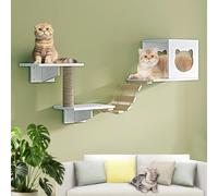 Estantes de pared modernos del gato, soportes de montaje de servicio pesado, plataformas de escalada verticales de ahorro de espacio con postes de arañazos de sisal para habitaciones pequeñas, tiene u