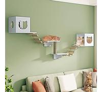 Estantes de pared modernos del gato, soportes de montaje de servicio pesado, plataformas de escalada verticales de ahorro de espacio con postes de arañazos de sisal para habitaciones pequeñas, tiene u