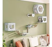 Estantes de pared modernos del gato, soportes de montaje de servicio pesado, plataformas de escalada verticales de ahorro de espacio con postes de arañazos de sisal para habitaciones pequeñas, tiene u