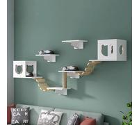 Estantes de pared para gatos con características de escalada, arañazos y descanso. Puente para gatos y parque infantil de cartón para gatos