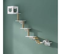 Estantes de pared para gatos con características de escalada, arañazos y descanso. Puente para gatos y parque infantil de cartón para gatos