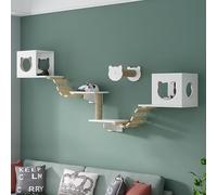 Estantes de pared para gatos con características de escalada, arañazos y descanso. Puente para gatos y parque infantil de cartón para gatos
