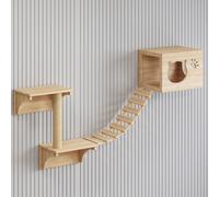 Estantes de Pared para Gatos, Estantes, casa y Escalera de Pared for Gatos con Poste de sisal, Paquete de 3