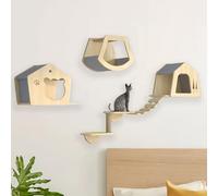 Estantes de Pared para Gatos, Juego de estantes de Pared for Gatos, Perchas de Madera, Escalera, casa de condominio, Paquete de 5 uds, Varios tamaños