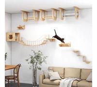 Estantes de Pared para Gatos, Juego de Muebles for Gatos montados en la Pared con casa, túnel, Puente, estantes, Varios tamaños