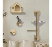 Estantes de Pared para Gatos, Muebles for Gatos montados en la Pared, estantes de Madera for trepar, árbol for Gatos, Interior, 5 uds.