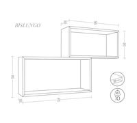 ESTANTES DE PARED RECTANGULARES CONJUNTO DE 2 PC DE ELECCIÓN MOD. BISLUNGO