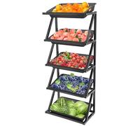Estantes de supermercado de 5 niveles - Soporte de exhibición duradero de frutas y verduras, estante para cesta de venta al por menor para mercado, organización de aperitivos y dulces