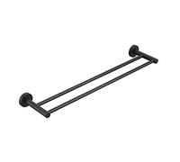 Estantes de toallas, barra de toallas rejillas de toalla perforada negra para el baño plano de doble poste de toalla de toalla de toalla soporte de almacenamiento montado en la pared accesorios para