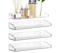 Estantes flotantes - ABS 38.5cm, estante de pantalla clara, estante de almacenamiento de pared | Estante organizador de baño con estilo para maquillaje, cosméticos, perfume, libros, figuras de acción