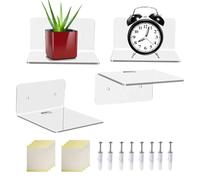 Estantes flotantes acrílicos - 4 soportes multifuncionales, organizador de baño, organizador flotante adhesivo | Soporte multifunción transparente | para dormitorio, cocina, baño, sala de estar