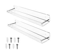 Estantes flotantes acrílicos - Organizador de cocina grande | Transparente para baño | Estantes flotantes montados en la pared sin taladrar para baño | Pantalla invisible que ahorra espacio