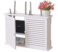 Estantes flotantes blancos, caja de almacenamiento WiFi (con persiana pequeña), caja de almacenamiento de pared para router WiFi, soporte de pared para módem router (color: blanco, tamaño: 48 x 11 x