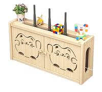 Estantes flotantes caja de almacenamiento inalámbrica WiFi para colgar en la pared multimedia cubierta decorativa vallas de enrutador estante de almacenamiento multifunción (color: color madera (a