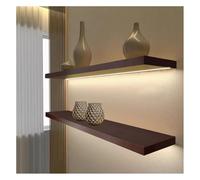 Estantes flotantes con luces LED, estante de exhibición de pared de madera con luz LED, ideal para dormitorio, cocina, sala de estar y sala de juegos. Una sola pieza (cereza roja, 80 x 18 cm).