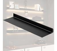 Estantes flotantes con soportes invisibles y tiras de luces, estantería decorativa de pared para dormitorio, baño, sala de estar, cocina, color gris (60 x 20 x 6 cm)