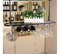 Estantes flotantes de estante de vino - estantería de exhibición de cantería de ctre de altura estantes de almacenamiento de hierro de estilo retro rejilla de botella de vino con estante de vidrio de
