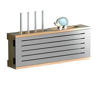 Estantes flotantes de madera caja de almacenamiento para enrutador inalámbrico montado en la pared, estante de almacenamiento WiFi inalámbrico, estante para TV, caja de oclusión (color: Nutural (a