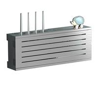 Estantes flotantes de madera maciza montada en la pared caja de almacenamiento de red set top box TV fila inferior enchufe oclusión estante adecuado para el hogar y la oficina (color: gris (b) Tamaño