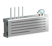 Estantes flotantes de madera maciza montada en la pared caja de almacenamiento de red set top box TV fila inferior enchufe oclusión estante adecuado para el hogar y la oficina (color: gris (b) Tamaño