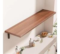 Estantes flotantes de madera rústica con soportes, estante de pared de 20 x 120 cm de profundidad para cocina, baño, dormitorio, sala de estar, oficina, almacenamiento y decoración, 1 paquete de