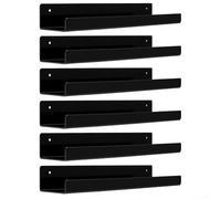 Estantes flotantes de material PS para uso en pared con perfil invisible que mejora la estética de la habitación sin obstrucción visual o volumen (paquete de 6 negro)