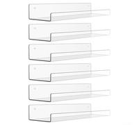 Estantes flotantes de material PS para uso en pared con perfil invisible que mejora la estética de la habitación sin obstrucción visual o volumen (paquete de 6 transparentes)