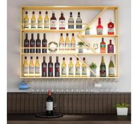 Estantes flotantes de metal con iluminación LED para exhibición de botellas de vino y licor, solución de almacenamiento multifuncional que ahorra espacio