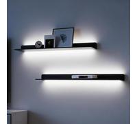 Estantes flotantes de metal montados en la pared con luces LED, estante de aleación de aluminio para plantas o estanterías, puede contener muchas cosas que los objetos no se caen fácilmente, para