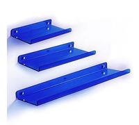 Estantes flotantes de pared acrílicos de 3 piezas, fáciles de instalar, espaciosos y transparentes, for baño, cocina, dormitorio, decoración, almacenamiento, opción de color azul disponible.(Blue)