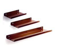 Estantes flotantes de pared acrílicos de 3 piezas, fáciles de instalar, espaciosos y transparentes, for baño, cocina, dormitorio, decoración, almacenamiento, opción de color azul disponible.(Brown)
