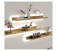 Estantes flotantes de pared con iluminación LED dorada, 100 cm, estante creativo para decoración del hogar