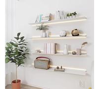 Estantes flotantes de pared con luces de efecto LED, material de hierro resistente y amplia superficie de carga, ideal para el hogar, centros comerciales y oficinas