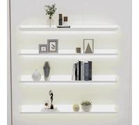 Estantes flotantes de pared con luz LED cálida integrada, solución de almacenamiento moderna para el hogar, la oficina y espacios comerciales